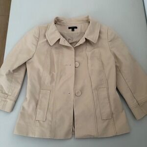 Semantiks Tan Beige Button Front Cropped Blazer Jacket Women's Size S Classic